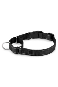 PLUTUS PET Reflective Martingale Collar with Quick Snap Buckle,No Pull Dog Choker Collar for Small Medium Large Dogs,L,Black