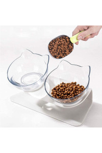 Raised cat Food Bowl with Stand, cat Food and Water Bowl Set, Elevated cat Bowl Whisker Friendly Tilted cat Bowls Anti Vomiting Double cat Bowls for Kitten