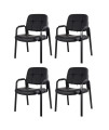 cLATINA Waiting Room guest chair with Bonded Leather Padded Arm Rest for Office Reception and conference Desk Black 4 Pack