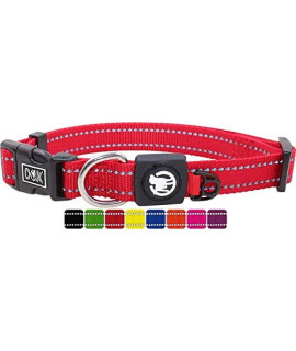 DDOXX Reflective Nylon Dog Collar - Strong and Adjustable Collars Dogs - L (Red)