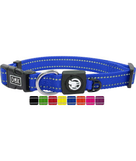 DDOXX Reflective Nylon Dog Collar - Strong and Adjustable Collars Dogs - L (Bue)