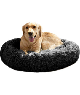 Mirkoo calming Dog Bed Fluffy Plush cat Bed, Washable Round Fur Donut Pet Bed for Large Medium Dogs and cats, Faux Fur cuddler Up to 253555100lbs