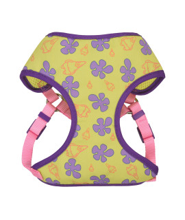 SpongeBob SquarePants for Pets Patrick Dog Harness for Medium Dogs No Pull Dog Harness Vest with Green Body, Purple Flowers, and Pink Straps Soft and Comfortable Medium Dog Apparel