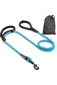 Zerosky Sweetie Rope Dog Lead - Strong Leash Blue with 2 comfortable Padded Handles 5 FT for Medium & Large Size Pets - Reflective, Weather Resistant & O-Ring