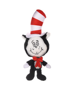 Dr. Seuss for Pets The Cat in The Hat Big Head Plush Dog Toy Dog Toys, 9 Inch Dog Toy The Cat from The Cat in The Hat Red, White, and Black Stuffed Animal Dog Toy from Dr Seuss Collection
