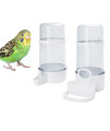 2 Pack Automatic Bird Feeder Bird Water Bottle Drinker Clear Food Seed Dispenser Container Set Hanging in Cage No-Mess for Parrots Budgie Cockatiel Lovebirds Finch Canary Hamster 415ml