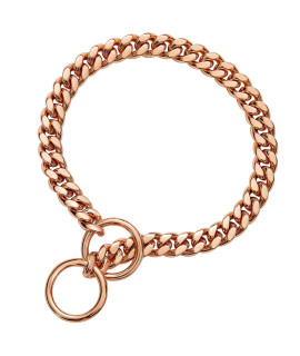 txprodogchains 18K Gold Chain Dog Collar 10MM Cuban Link Chain Stainless Steel Metal Links Walking Training Collar for Small Medium Large Dogs 10in to 24in, Rose Gold