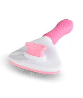 Cat Brush Pet Soft Brush for Shedding Removes Loose Undercoat,Slicker Brush for Pet Massage-Self Cleaning (Pink)
