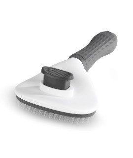 Cat Brush Pet Soft Brush for Shedding Removes Loose Undercoat,Slicker Brush for Pet Massage-Self Cleaning (Grey)