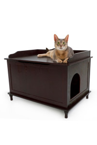 Designer Catbox Cat Litter Box Enclosure, Hidden, Dog-Proof Pet Furniture with Cover, Elegant, Covered, Odor Contained for Large Cats, Cat Litter Box Furniture with Lid, Cat Litter Boxes, Espresso