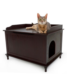 Designer Catbox Cat Litter Box Enclosure, Hidden, Dog-Proof Pet Furniture with Cover, Elegant, Covered, Odor Contained for Large Cats, Cat Litter Box Furniture with Lid, Cat Litter Boxes, Espresso
