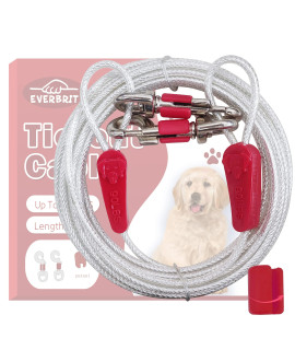 EVERBRIT Reflective Tie Out Cable for Large Dog Up to 90 Pound, 20 Feet, with Snap Safety Clip red
