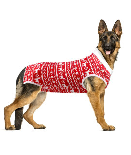 Lianzimau Christmas Costumes Clothes Dog Suit Dog Surgical Recovery Suit Onesie Dog Xmas Costume Abdominal Wounds Cone E Collar Alternative After Post-Operation Wear
