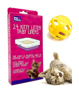 Pet Touch 24 Kitty cat Litter Trays Liners cat Tray Liners Fits To Most cat Litter Tray Liners Disposable & Hygienic cat Litter Liners (1 Box (24 Liners))