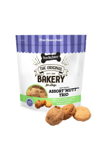 Three Dog Bakery Assort Mutt Cookie Trio, Soft Baked Treats for Dogs, Three Flavor; Oatmeal and Apple, Peanut Butter, and Vanilla, 3 Pound Bulk Resealable Pack