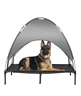 Zooba 50 Elevated Outdoor Dog Bed with Canopy, Cooling Raised Pet Cot with Removable Sunshade for Camping, Deluxe 600D PVC with 2x1 Textilene with Carrying Bag