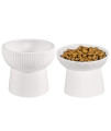 Qucey Ceramic Cat Food and Water Bowl Set, Raised Tilted Cat Feeder Dishes with Stand, Elevated Pet Food Bowl for Cats and Small Dogs, Anti Vomiting & Reduce Neck Burden