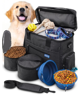 Rubyloo The Original Doggy BagA Dog Travel Bag for Supplies with 2 BPA-Free collapsible Dog Bowls, 2 Dog Food Travel containers A Pet Travel Kit for Road Trips or Weekend Away Airline Approved