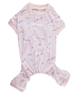 Pink Unicorn Rainbow Cat Pajamas Clothes PJS for Pets Puppy,Back Length 9 XSmall