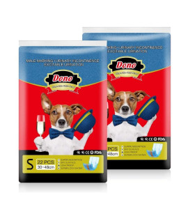 Dono Disposable Dog Diapers Male-Dogs Jeans Super Absorbent Soft Pet Diapers Doggie Wraps for Male Puppy Dogs, Leak Protection Excitable Urination or Incontinence