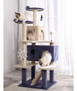 HYABi 53inches Multi-Level Cat Tree Comfortable Luxury Cats Perched Kitten Activity Play House