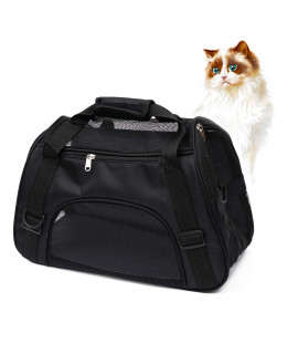 MuchL Cat Carrier Pet Travel Carrier for Cats Dogs Puppy Small Animals Comfort Portable Foldable Pet Bag Soft-Sided Pet Carrier Cat Carrier Airline Approved (Small Size) (Black)