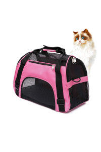 MuchL Cat Carrier Airline Approved Pet Carrier Soft Sided Comfort Pet Travel Carrier for Kitty Cats Puppy Small Animals Portable Foldable Pet Travel Bag with 4-Windows Design 211(Small Size) (Pink)
