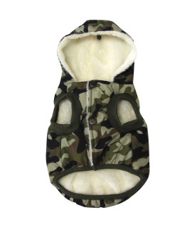 Vecomfy Fleece Lining Extra Warm Dog Hoodie in Winter for Medium Dogs Jacket Pet Coats with Hooded,Green Camo L