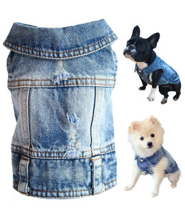 Strangefly Dog Jean Jacket, Blue Puppy Denim T-Shirt, Machine Washable Dog Clothes, Comfort and Cool Apparel, for Small Medium Dogs Pets and Cats (X-Small, Blue Type 1)