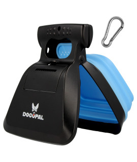 DOGOPAL Pooper Scooper - Portable Dog Poop Scoop for Small, Medium and Large Dogs - Poop Scoop with Bag Attachment - Dog Poop Bags and Leash Clip Included (Large, Blue)
