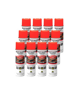 Rust-Oleum 203028-12PK M1600M1800 System Industrial choice Precision Line Inverted Marking Paint 12-Pack, Fluorescent Red-Orange