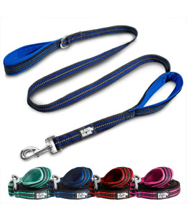 Black Rhino Dog Leash - Heavy Duty - Medium & Large Dogs 5ft Long Leashes Two Traffic Padded Comfort Handles for Safety Control Training - Double Handle Reflective Lead - (5 Ft, Blue/Gr)