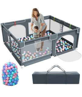 Baby Playpen, 79 x 63 Extra Large Baby Playpen with 50 PCS Ocean Balls, Indoor & Outdoor Kids Activity Center, Infant Safety Gates with Breathable Mesh,Sturdy Play Yard for Babies and Toddlers