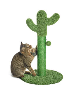 Catinsider 25.6 Cactus Cat Scratching Post with Dangling Ball for Cats Green