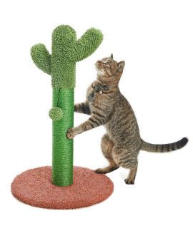 Catinsider 25.6 Cactus Cat Scratching Post with Dangling Ball for Cats Brown