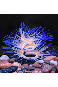 Bluecoco Soft Silica Gel Moves Naturally with Water Flow, Aquarium Decorations Glow in The Dark, Glowing Coral Ornaments for Fish Tank Decorations (Blue, Anemone)