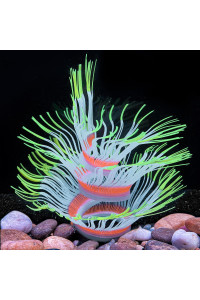 Bluecoco Soft Silica Gel Moves Naturally with Water Flow, Aquarium Decorations Glow in The Dark, Glowing Coral Ornaments for Fish Tank Decorations (Green, Anemone)