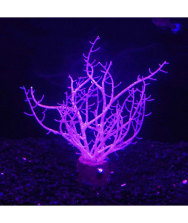 Bluecoco Soft Silica Gel Moves Naturally with Water Flow, Aquarium Decorations Glow in The Dark, Glowing Coral Ornaments for Fish Tank Decorations (Purple, Tree)