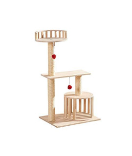 ZRONgQF cat Activity Trees cat Tower Wooden cat climbing Frame comfortable cat Activity centre cat Scraching Post Four Seasons Universal Hollow House 0926 (color : Wood)