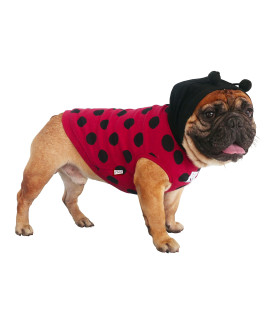 iChoue Daily Wear Ladybug Hoodies, Cute Dog Costumes for Halloween Christmas, Outfits for Medium Dogs, Sleeveless Sweatershirts Clothes for French English Bulldog Pug Pitbull - Black and Red/Medium