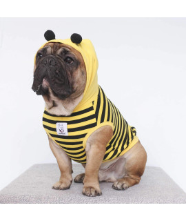 iChoue Daily Wear Bee Hoodies, Cute Dog Costumes for Halloween Christmas, Outfits for Medium Dogs, Sleeveless Sweatershirts Clothes for French English Bulldog Pug Pitbull - Black and Yellow/XLarge
