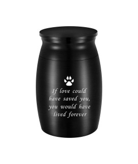 abooxiu 3 Inches Small Keepsake Urn for Pet Dog Ashes Aluminum Mini Cremation Urns for Dog Cat Memorial Ashes Urn for Sharing Fur Friend Ashes-Black