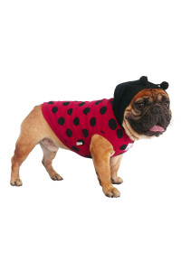 iChoue Daily Wear Ladybug Hoodies, Cute Dog Costumes for Halloween Christmas, Outfits for Medium Dogs, Sleeveless Sweatershirts Clothes for French English Bulldog Pug Pitbull - Black and Red/Large