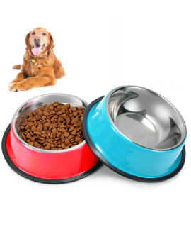 SUOXU Dog Bowl Stainless Steel Non-Slip Dog Feeding Bowls Metal Pet Food Bowl, Large Dog Bowls and Water Bowls,Pack of 2