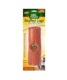 Wild Harvest Stuffed Logz 1 Count, Edible Treat for Rabbits, Guinea Pigs and Chinchillas, Artificial Peanut Butter Flavor