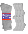 Special Essentials 6 Pairs Non-Binding grey cotton Diabetic crew Socks With Extra Wide Top For Men and Women gray 13-15