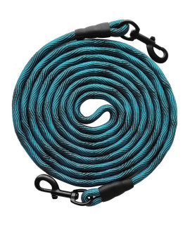 BTINESFUL Tie-Out check cord Long Rope Dog Leash, 8ft 12ft 20ft 30ft 50ft Recall Training Lead Leash- great for Large Medium Small Dogs Training, Playing, camping, or Backyard (20ft, Blue Black)