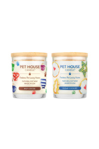 One Fur All, Pet House Candle-100% Plant-Based Wax Candle-Pet Odor Eliminator for Home-Non-Toxic and Eco-Friendly Scented Candles-Odor Eliminating Candle-(Pack of 2, Hot Cocoa/Sugar Cookies)
