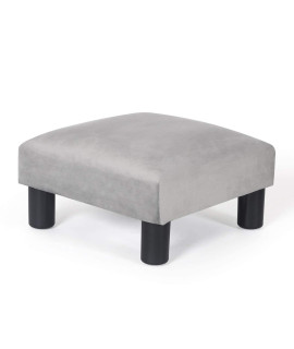 Joveco 15'' Footstools Small Ottoman- Upholstered Footstools and Ottomans Small Foot Rest- Pet Steps Dog Stairs for High Beds- Lightweight and Portable (Gray)