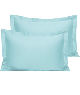 NTBAY 2 Pack 500 Thread count 100% Egyptian cotton Queen Pillow Shams, Super Soft and Breathable Oxford Pillowcases for Bed, 20x30 Inches, Aqua